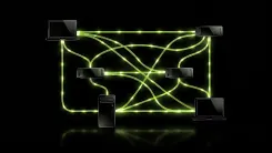 光ケーブルで接続された5台のコンピュータのネットワーク