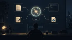 AI技術やプログラミングを操作する人を描いたイラスト