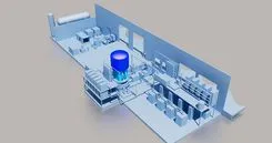 青い構造物の工場