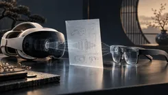 VRヘッドセットとスマートグラスの光学設計を示すCG画像