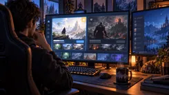 ゲームをプレイしている男性