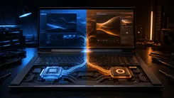 ノートPCのCPUとGPUの光る回路